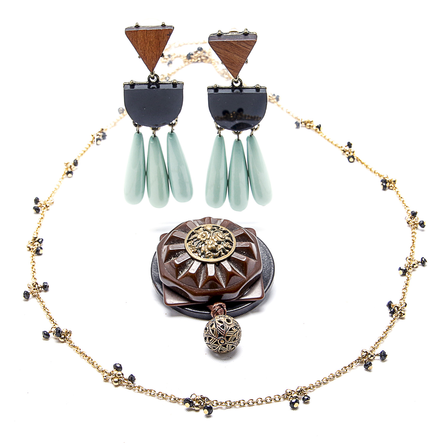 Seed Bead and Bauble Bar Jewelry with Vintage Brooch