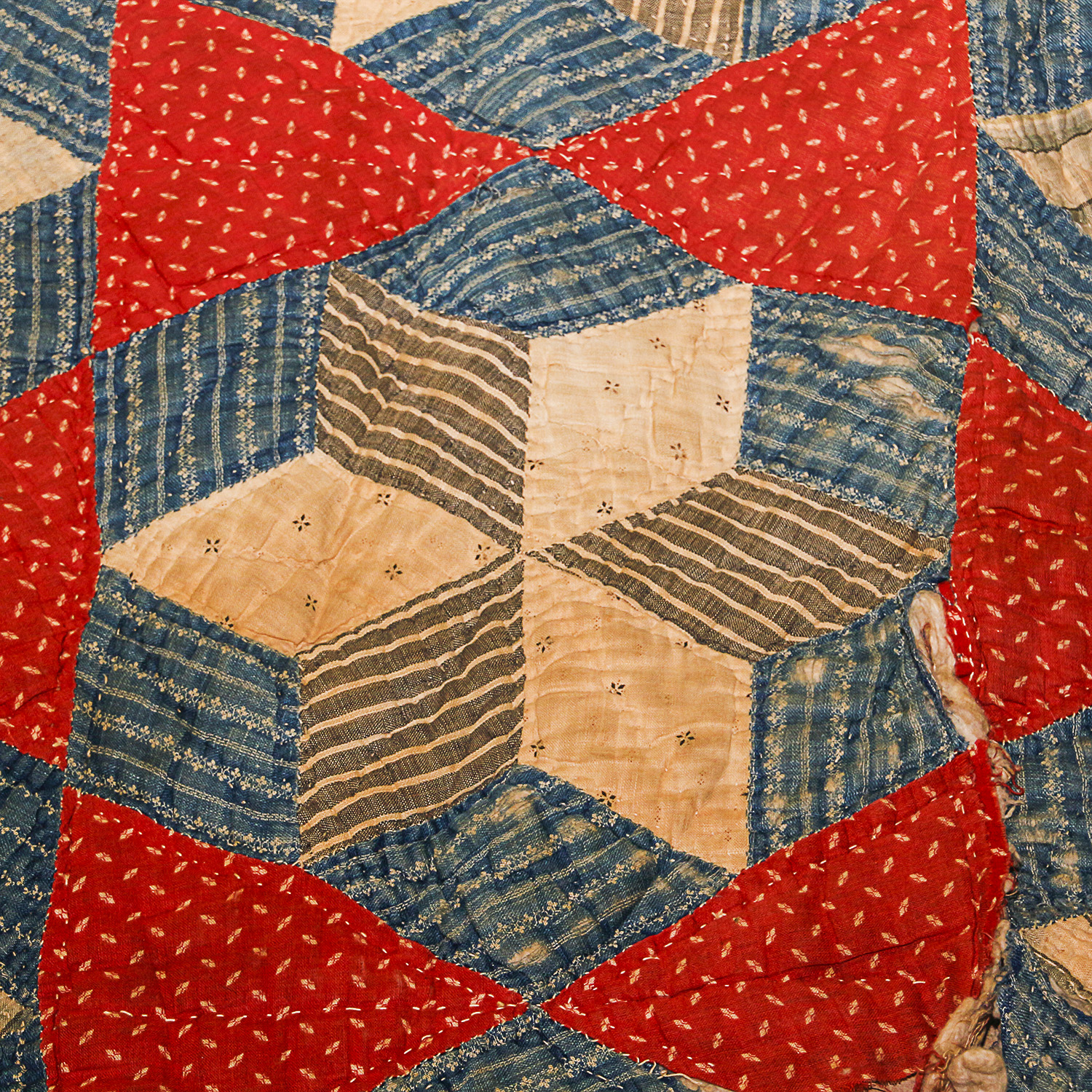 Antique Red White and Blue Quilt