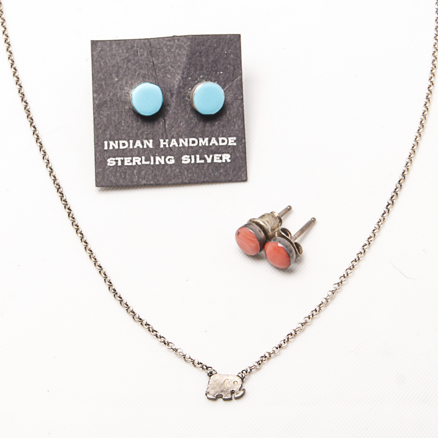 Sterling Dogeared Elephant Necklace and Indian Handmade Earrings