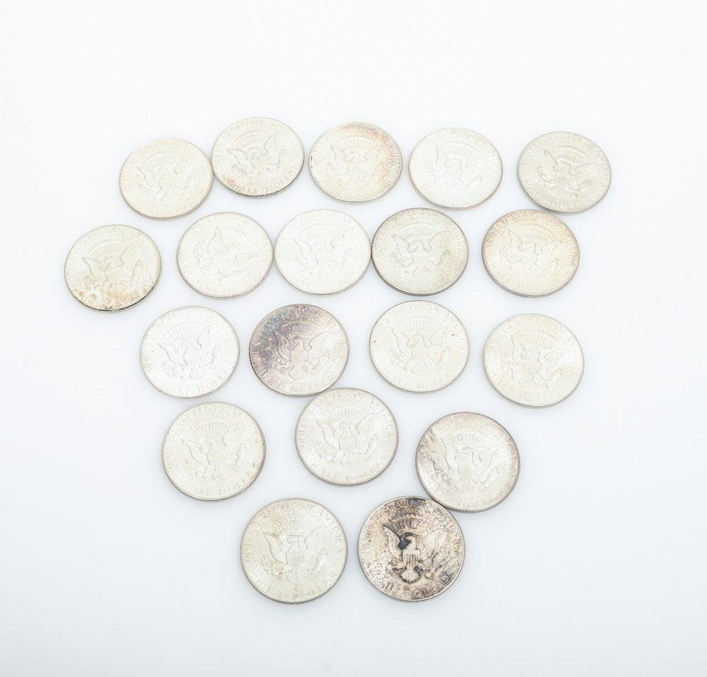 Nineteen 1964 Kennedy Half Dollars