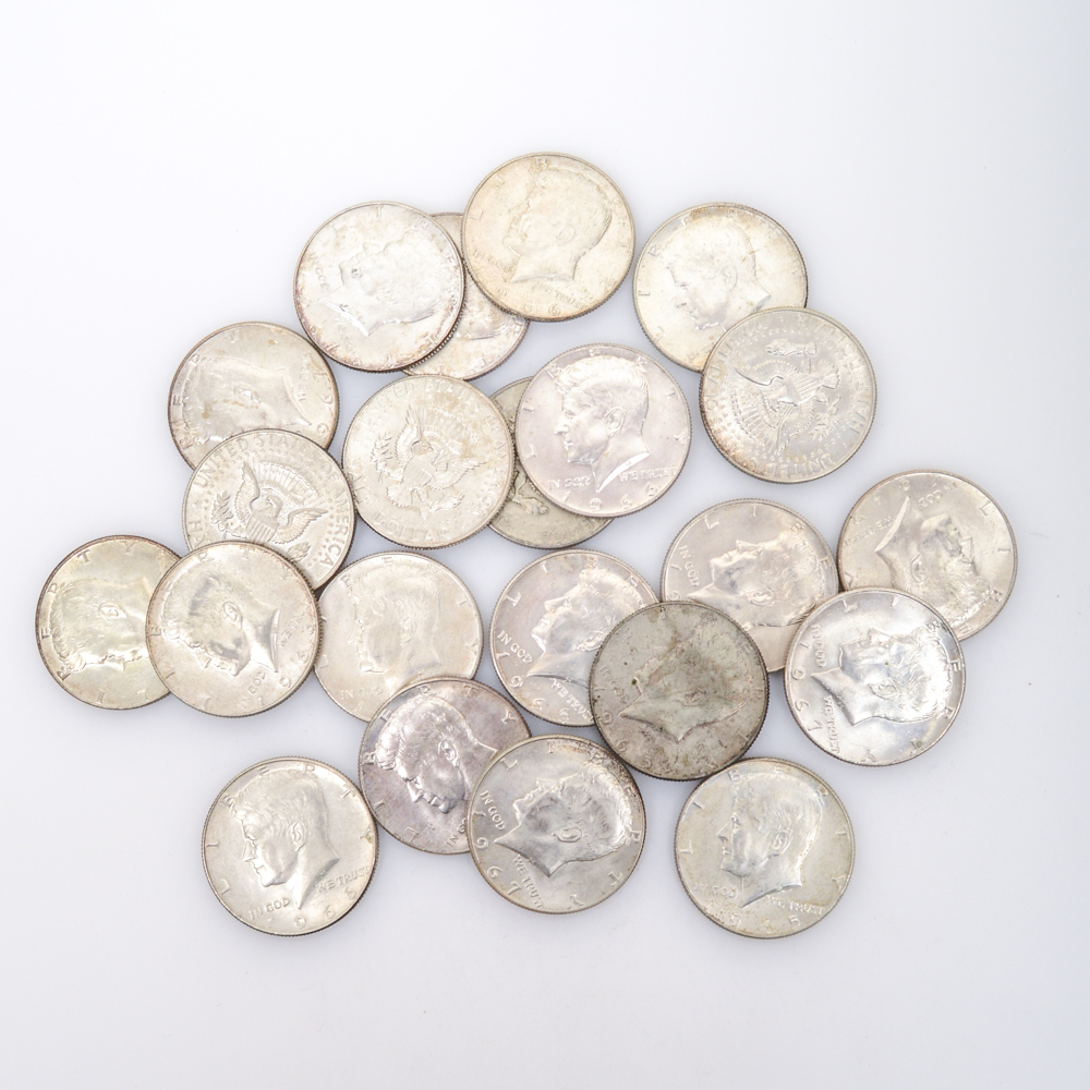 Twenty-Two Silver Kennedy Half Dollars