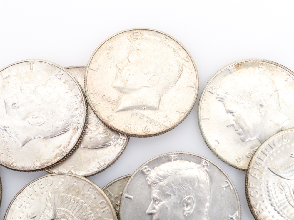 Twenty-Two Silver Kennedy Half Dollars