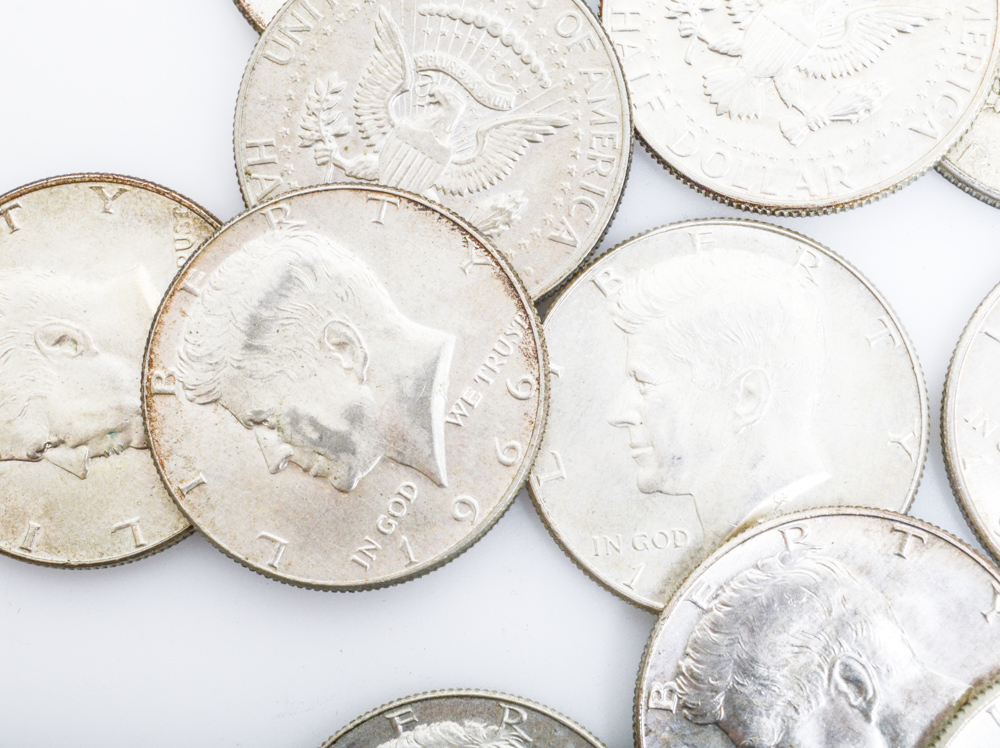 Twenty-Two Silver Kennedy Half Dollars