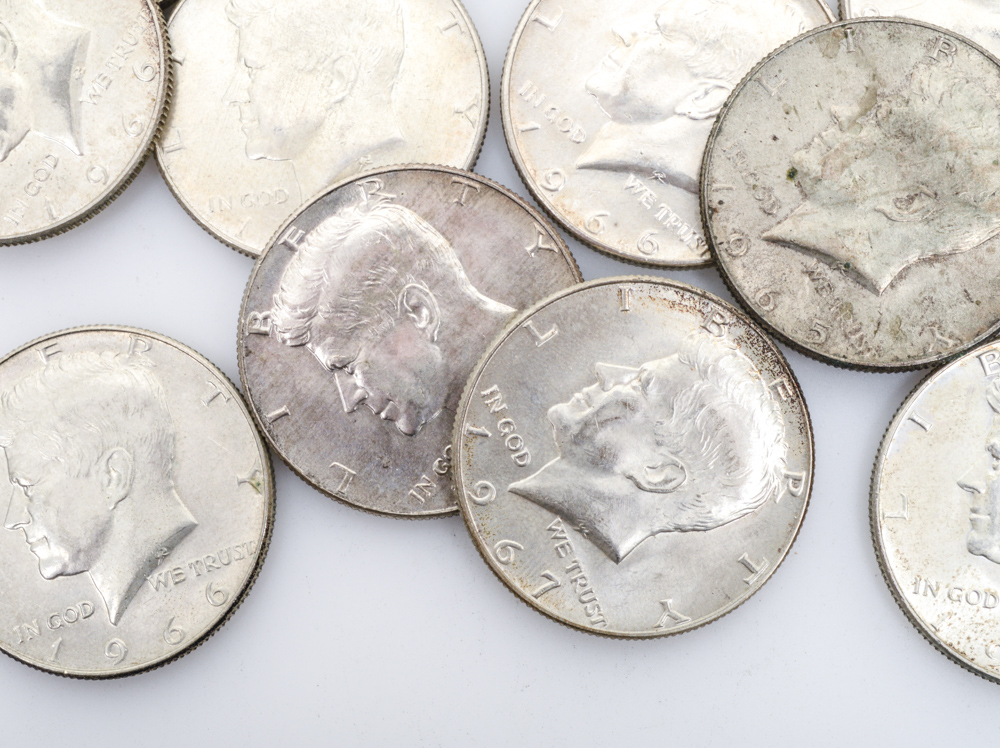 Twenty-Two Silver Kennedy Half Dollars