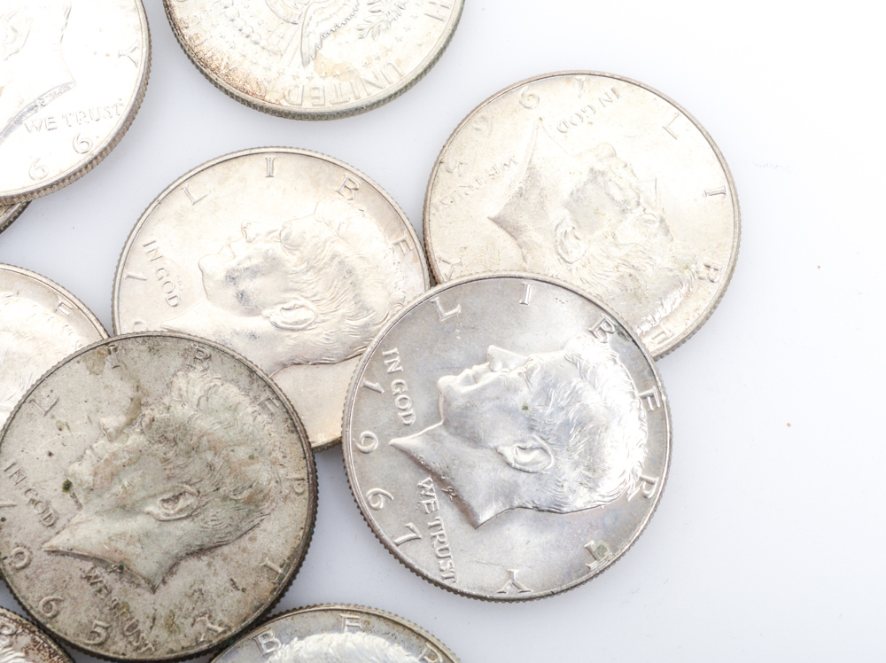 Twenty-Two Silver Kennedy Half Dollars
