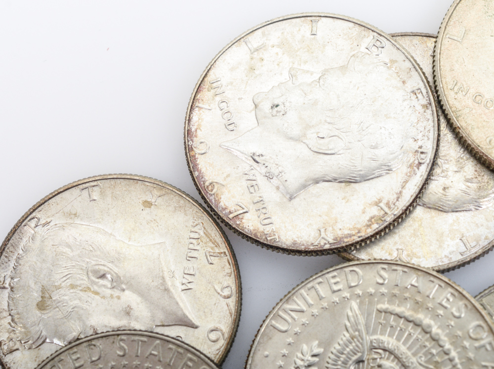Twenty-Two Silver Kennedy Half Dollars