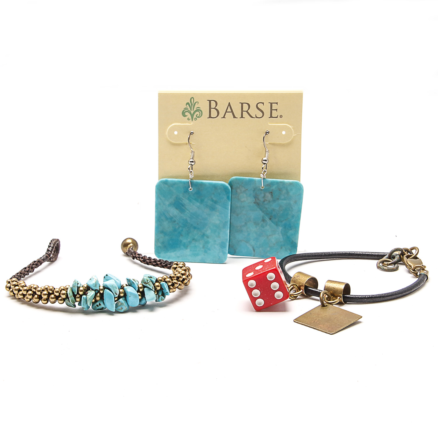 Barse Earrings with Two Chunky Bracelets