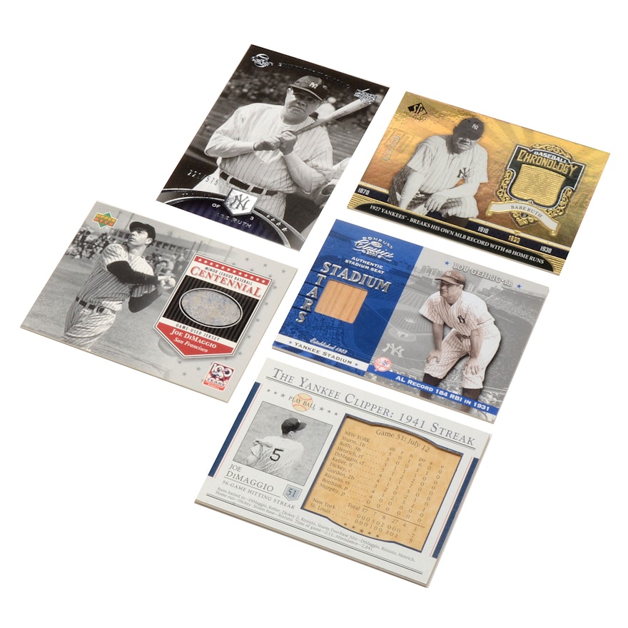 Ruth, Gehrig and DiMaggio Cards