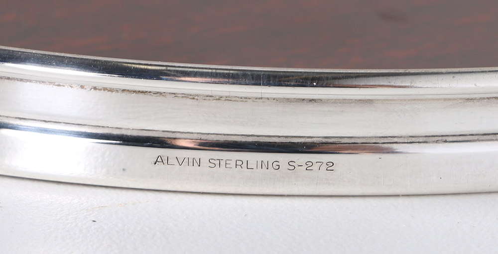 National Sterling Silver Salt and Pepper Shakers with Alvin Sterling Rim Tray