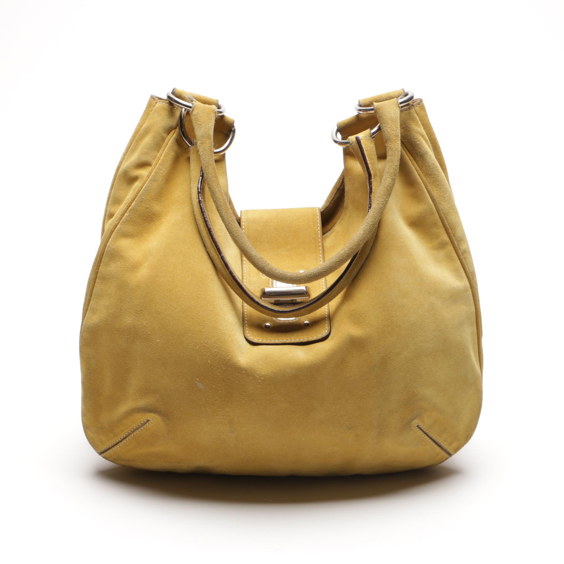 Prada Suede Hobo Shoulder Bag