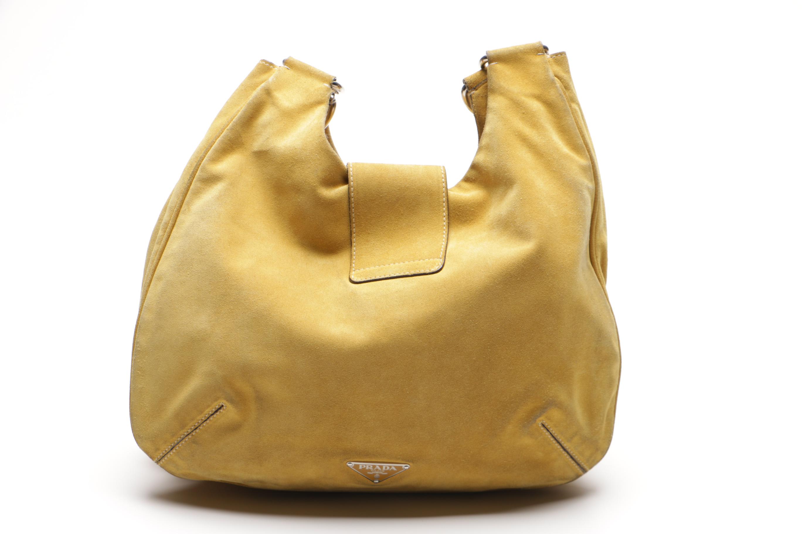 Prada Suede Hobo Shoulder Bag