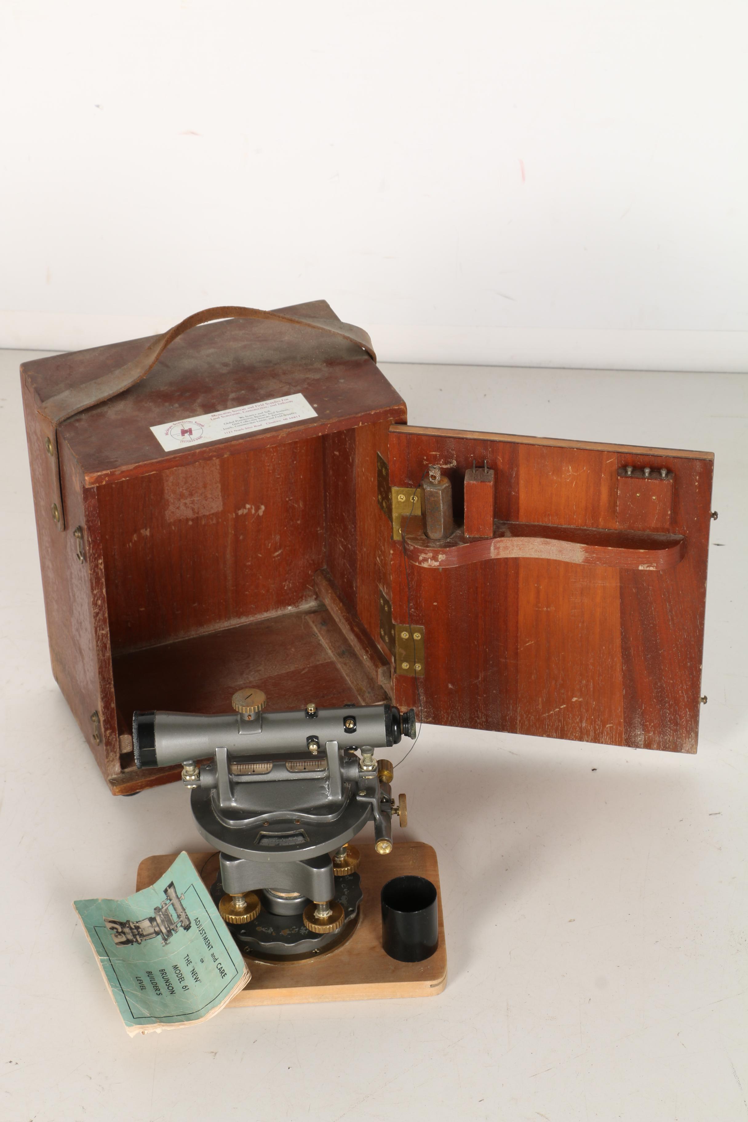Vintage Surveying Equipment Featuring Brunson Builder's Level