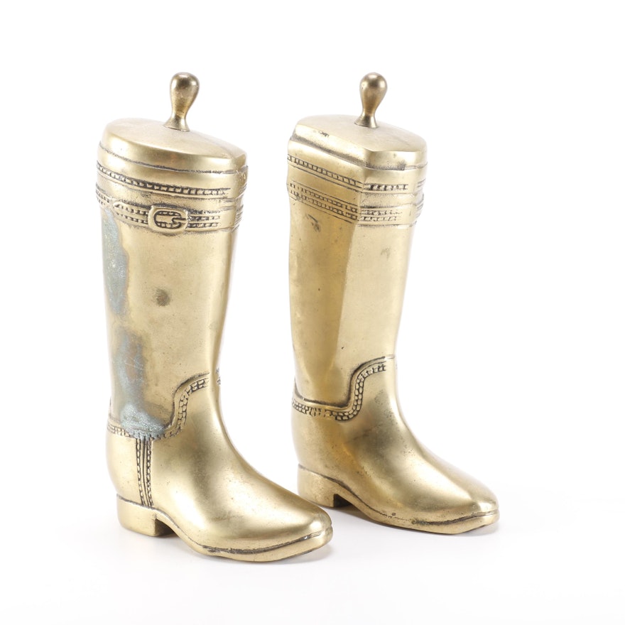 Pair of Mid 20th Century Brass Boot Bookends