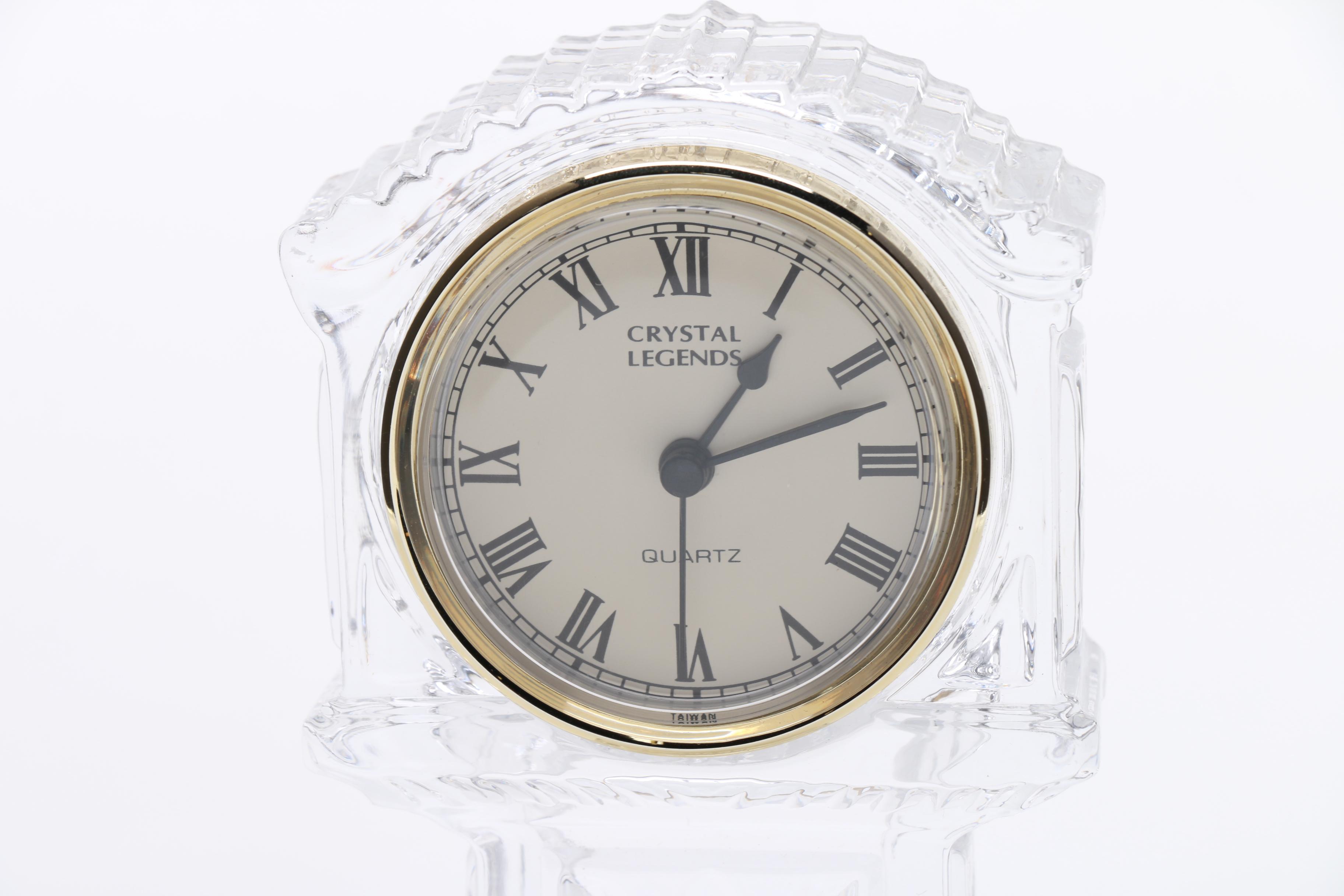 Godinger "Crystal Legends" Cut Crystal Mantel Clock