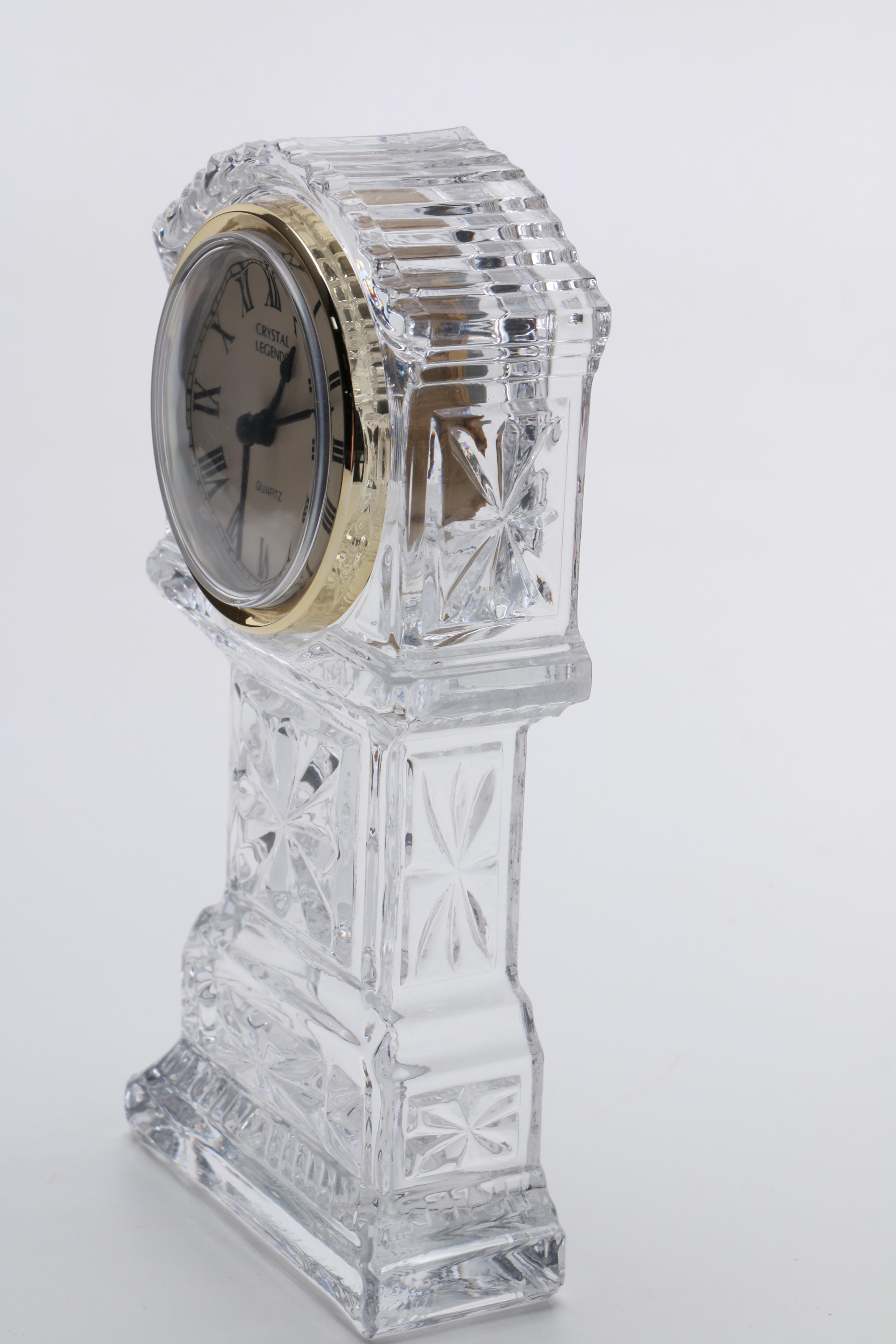 Godinger "Crystal Legends" Cut Crystal Mantel Clock