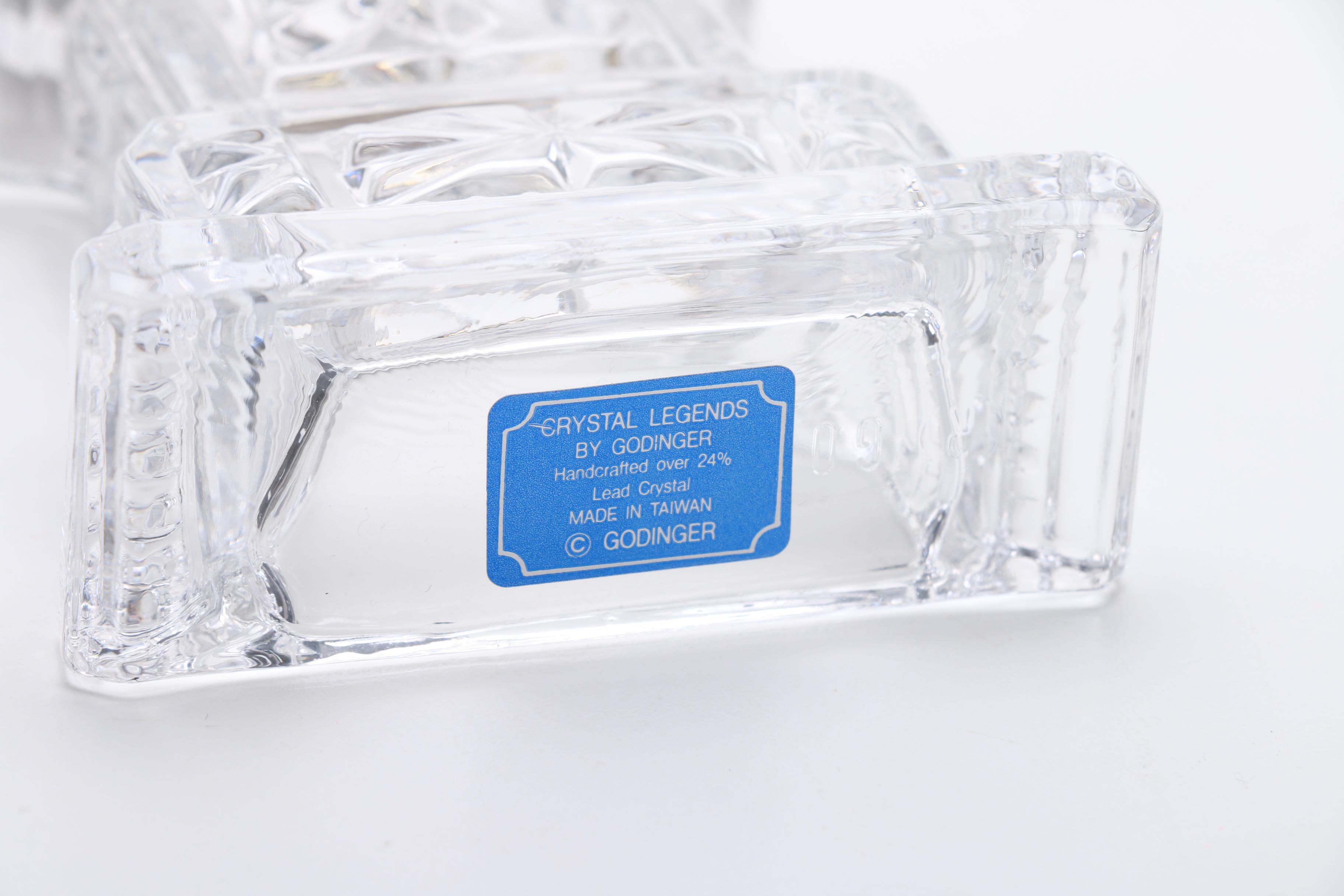 Godinger "Crystal Legends" Cut Crystal Mantel Clock