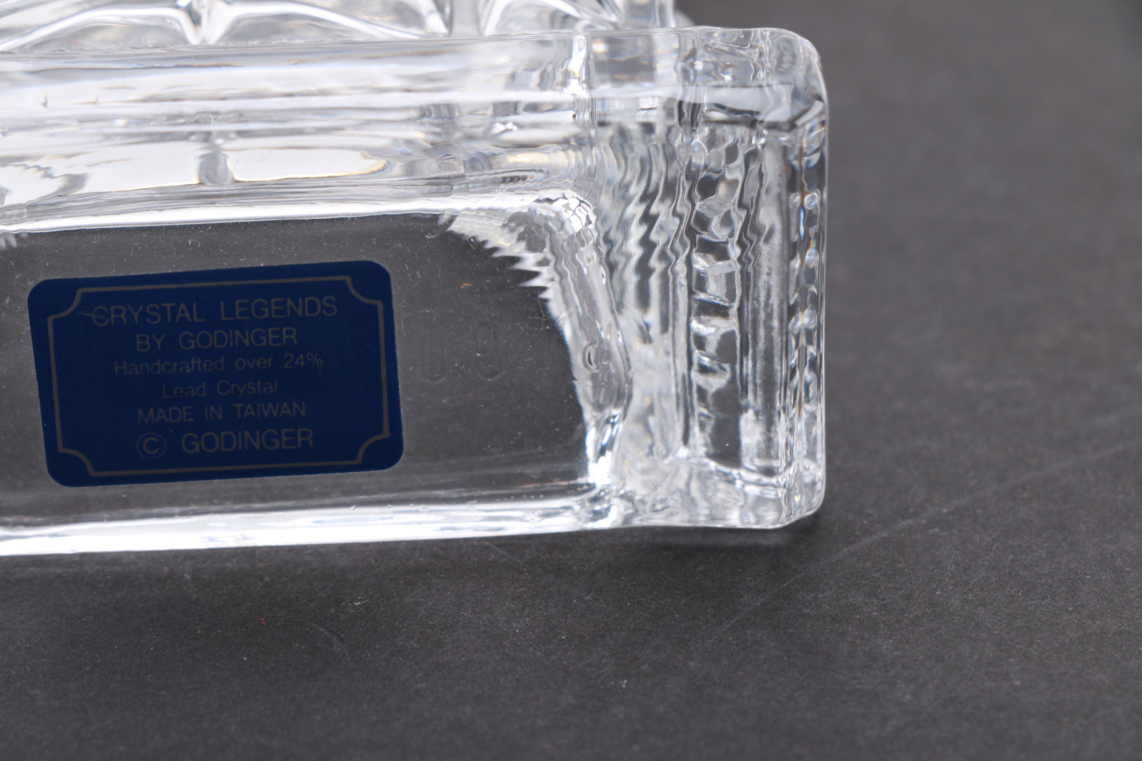 Godinger "Crystal Legends" Cut Crystal Mantel Clock