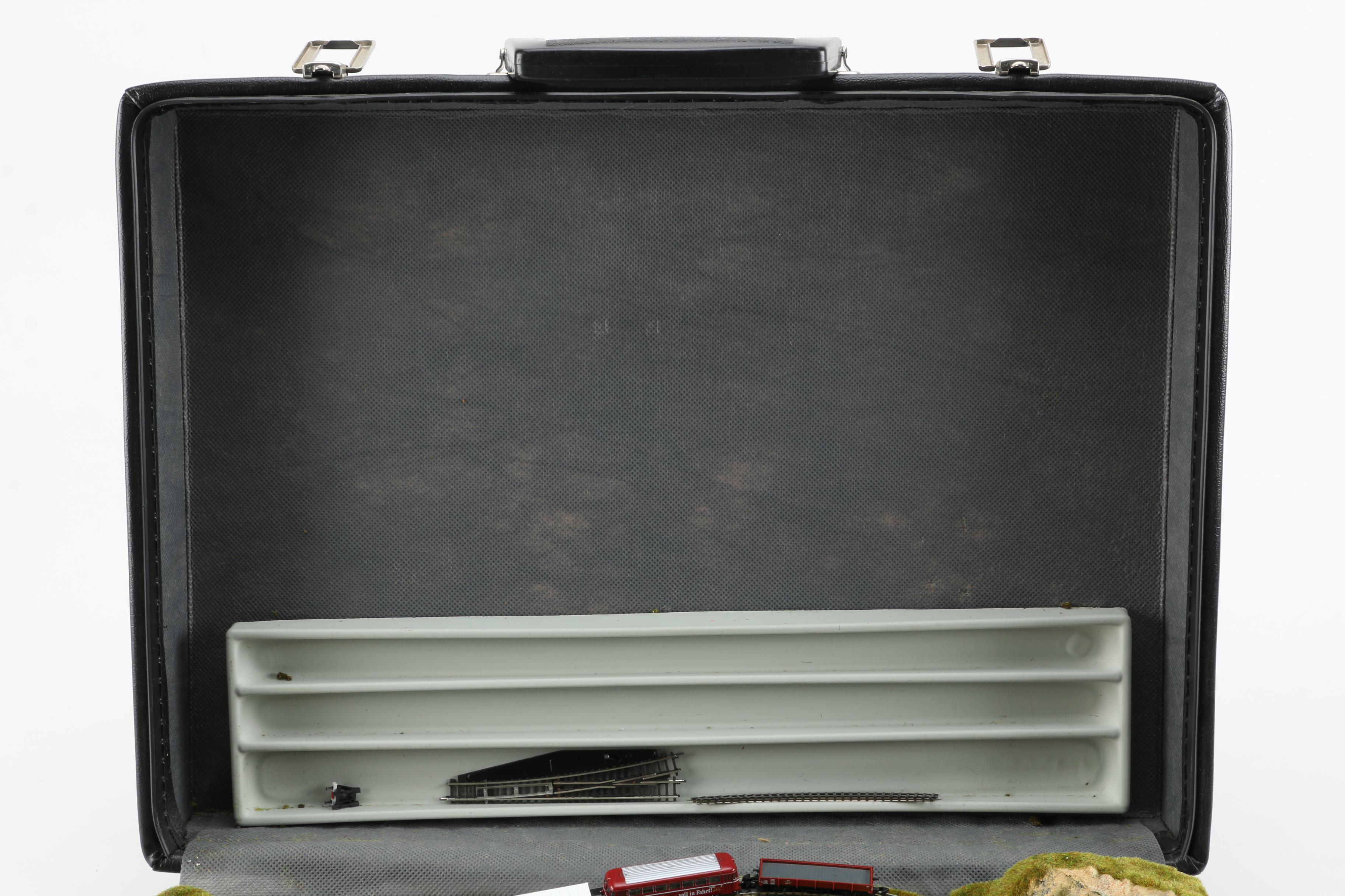 Motorized Miniature Train Set in Leather Attaché Case