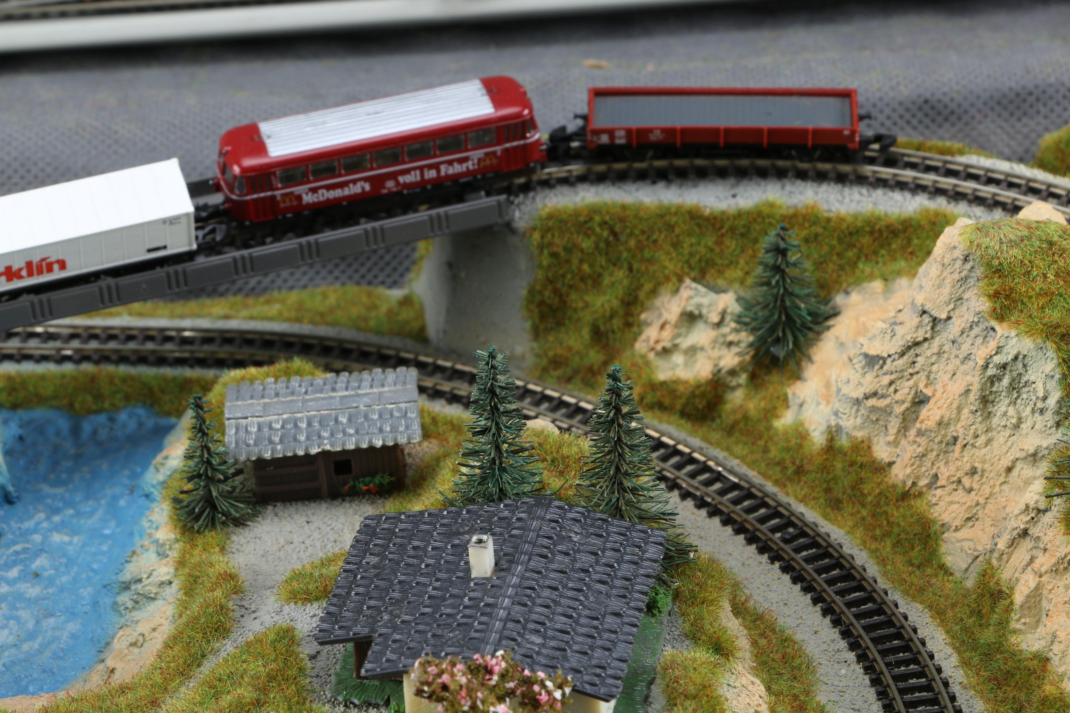 Motorized Miniature Train Set in Leather Attaché Case