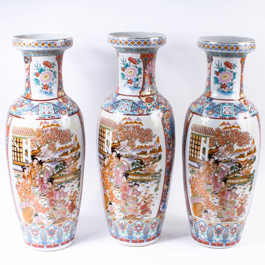 Three Chinese Satsuma Style Vases