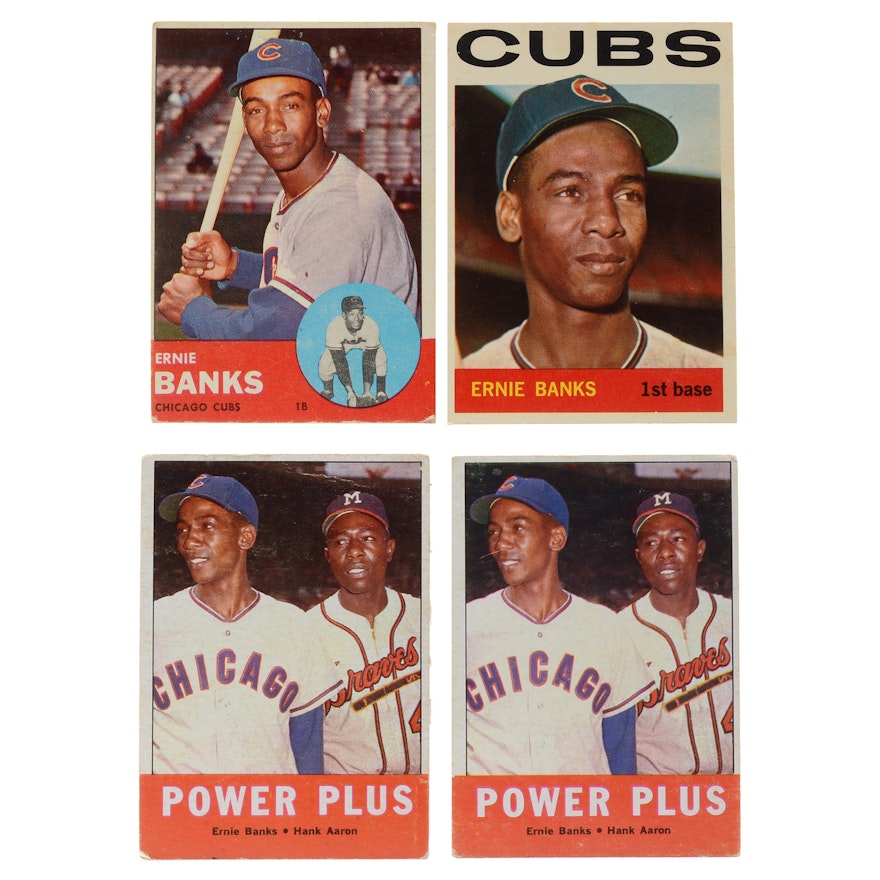 Four 1963-1964 Ernie Banks Topps Baseball Cards