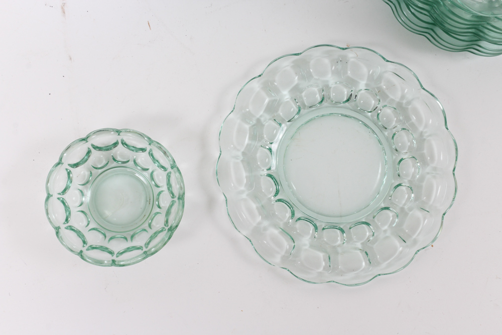 Heisey Glass Thumbprint Pattern in Moongleam