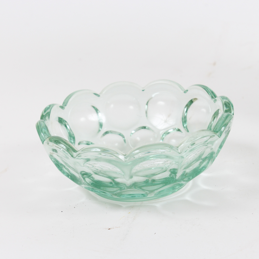Heisey Glass Thumbprint Pattern in Moongleam