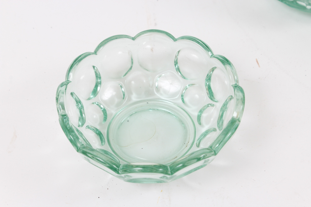 Heisey Glass Thumbprint Pattern in Moongleam