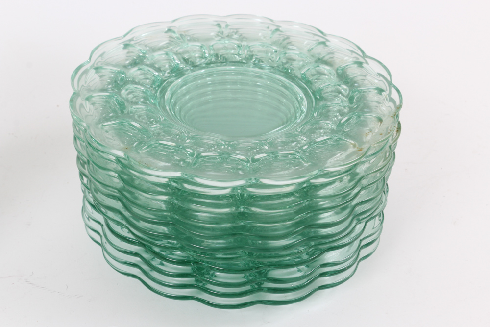 Heisey Glass Thumbprint Pattern in Moongleam