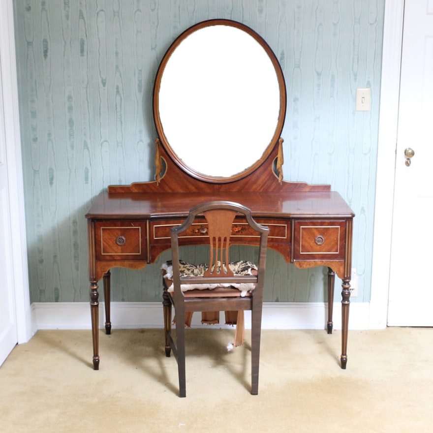 Robert W. Irwin Mirrored Vanity and Chair