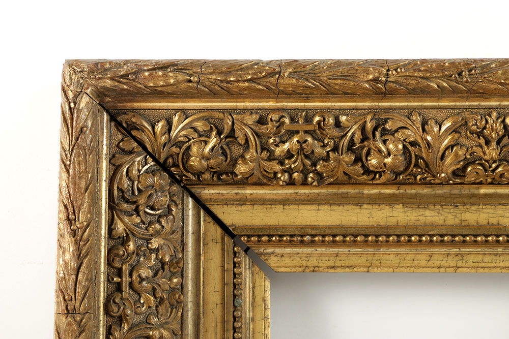 Antique French Barbizon Style Gilt and Gesso Frame