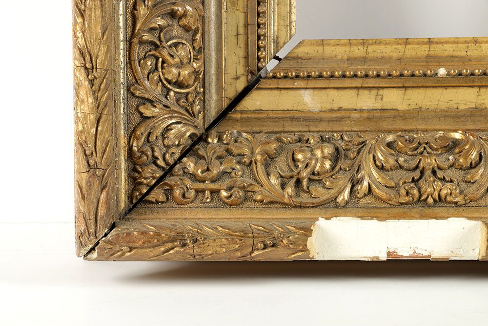 Antique French Barbizon Style Gilt and Gesso Frame