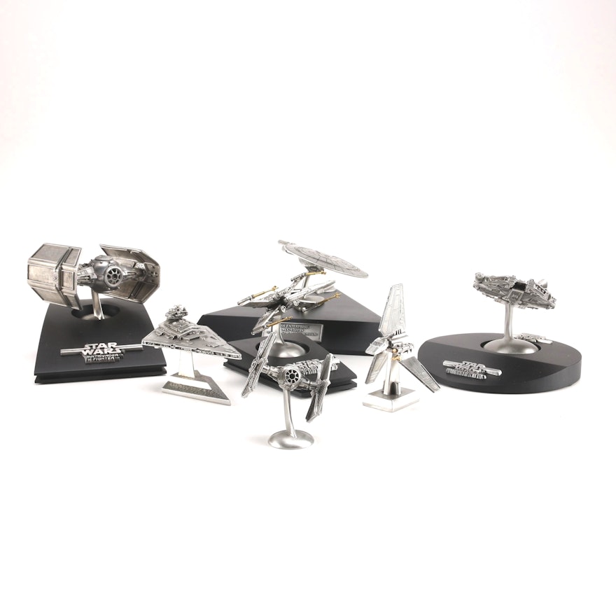 "Star Wars" and "Enterprise-D" Pewter Model Ships