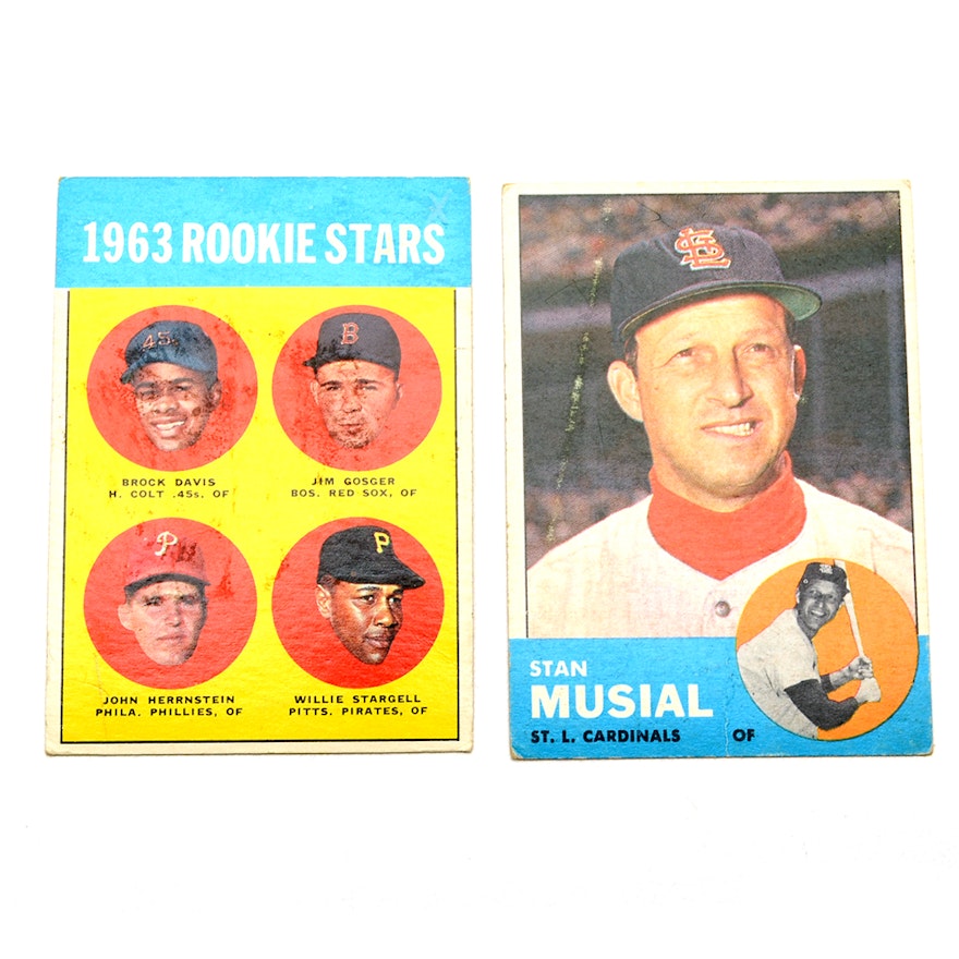 1963 Willie Stargell Rookie and Stan Musial Topps Cards