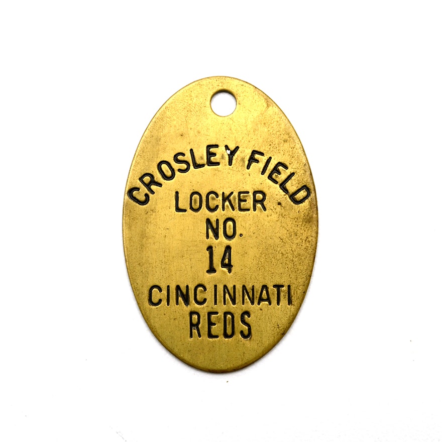 1970 Pete Rose Crosley Field Brass Locker Tag