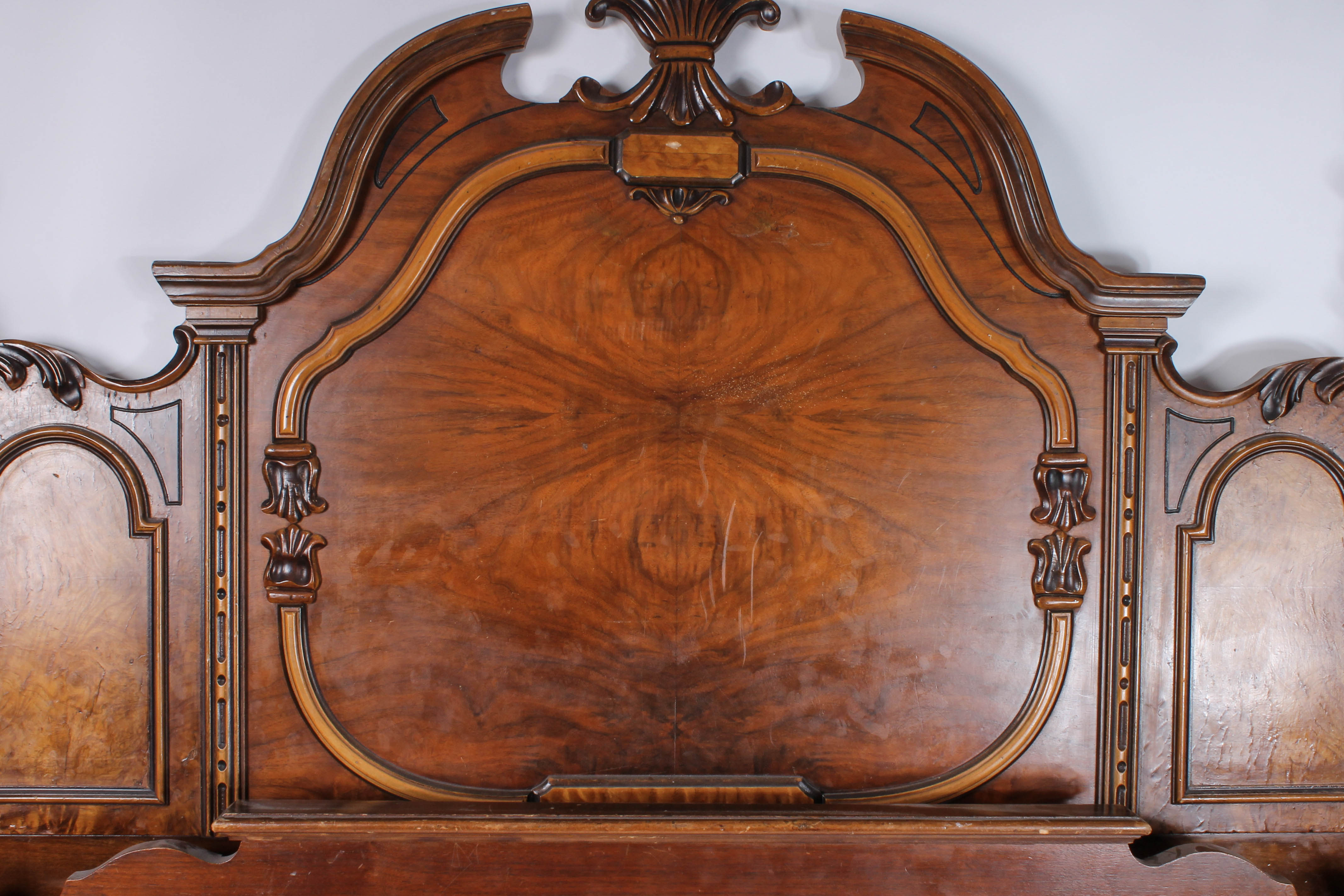 Antique Burl Wood Eastlake Style Bed Frame (Full Size)