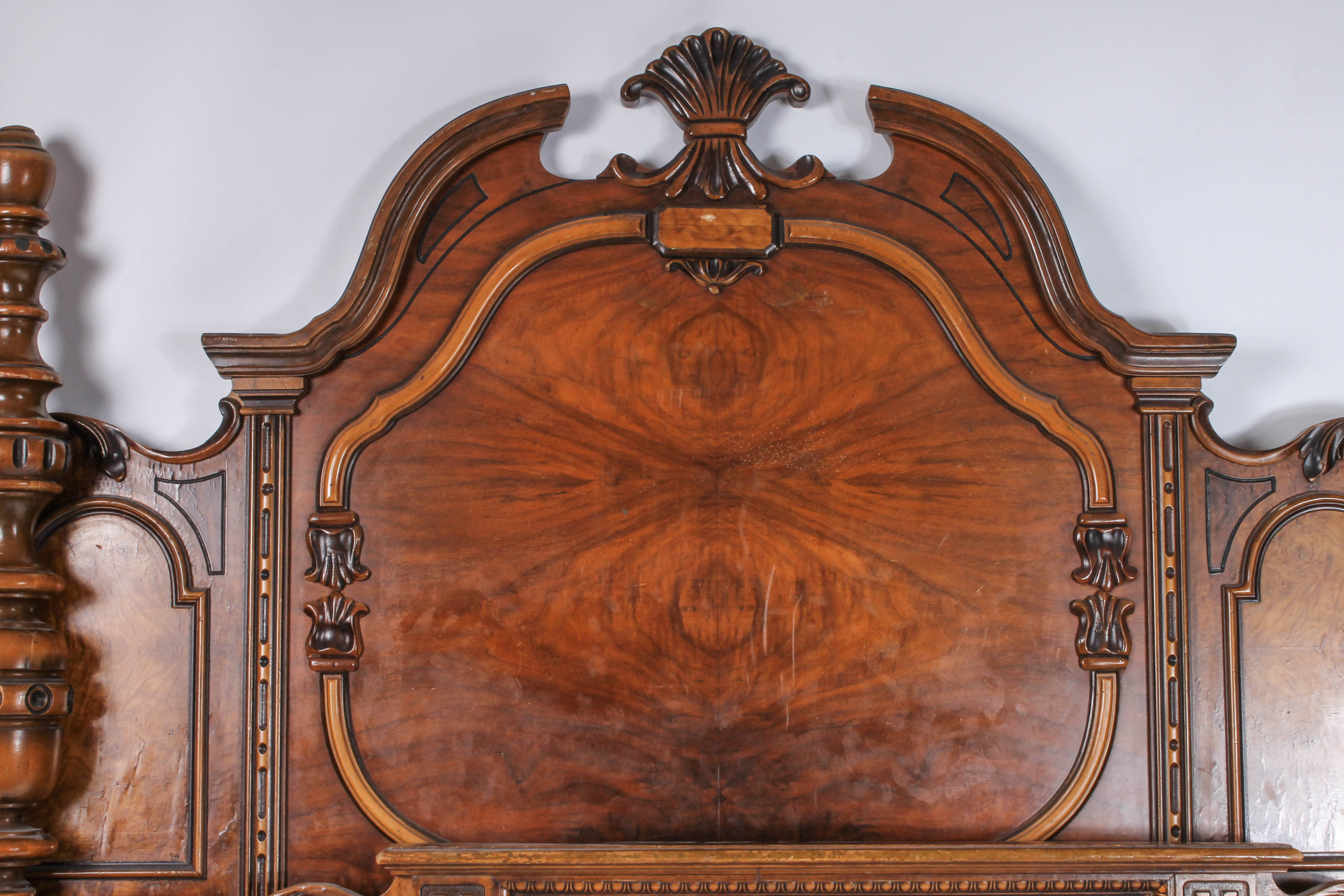 Antique Burl Wood Eastlake Style Bed Frame (Full Size)