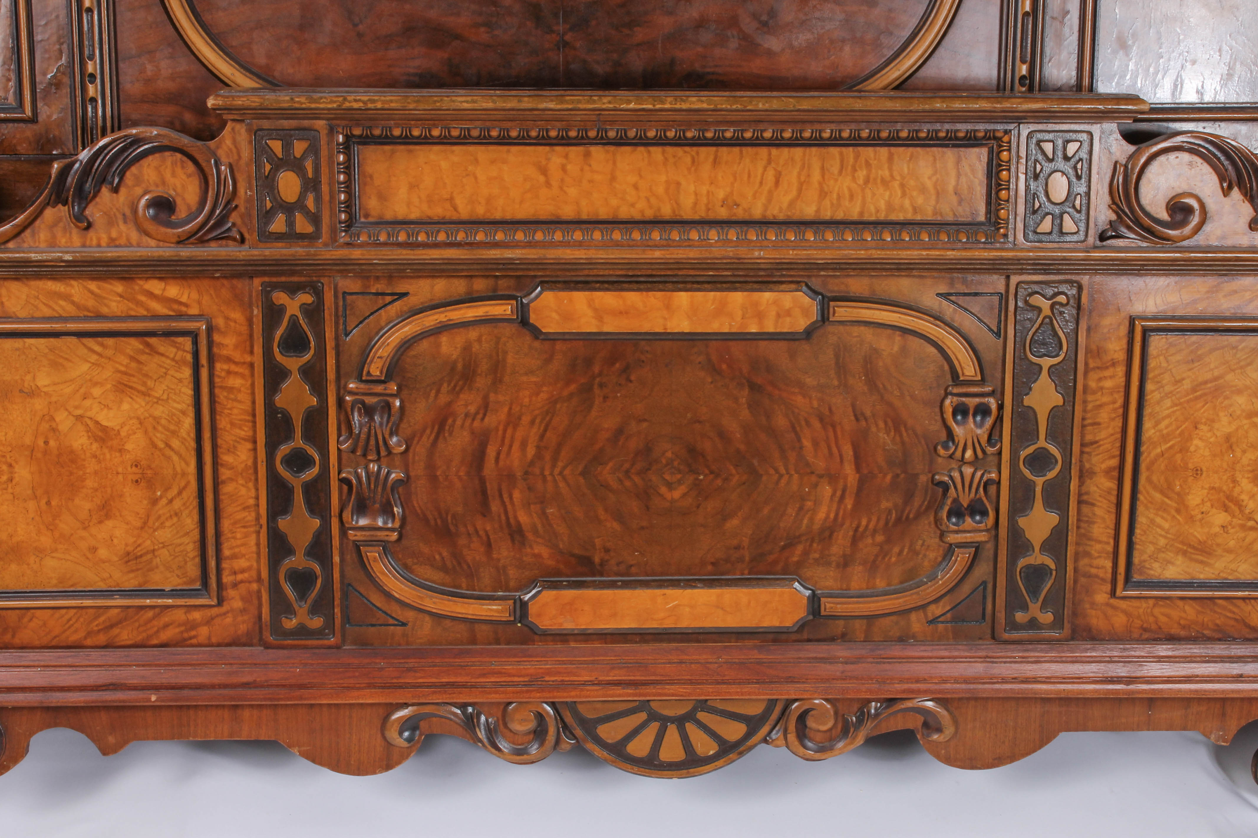 Antique Burl Wood Eastlake Style Bed Frame (Full Size)