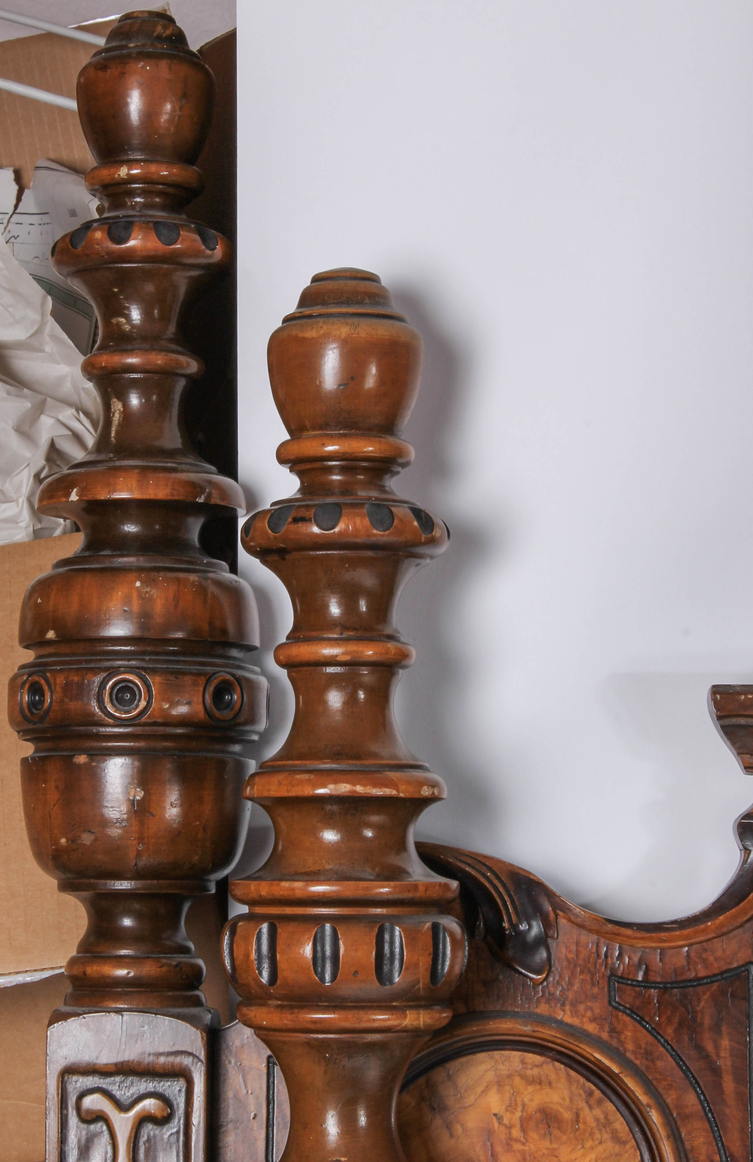 Antique Burl Wood Eastlake Style Bed Frame (Full Size)