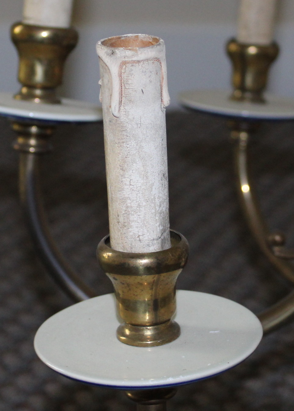 Vintage Brass and Delft China Chandelier