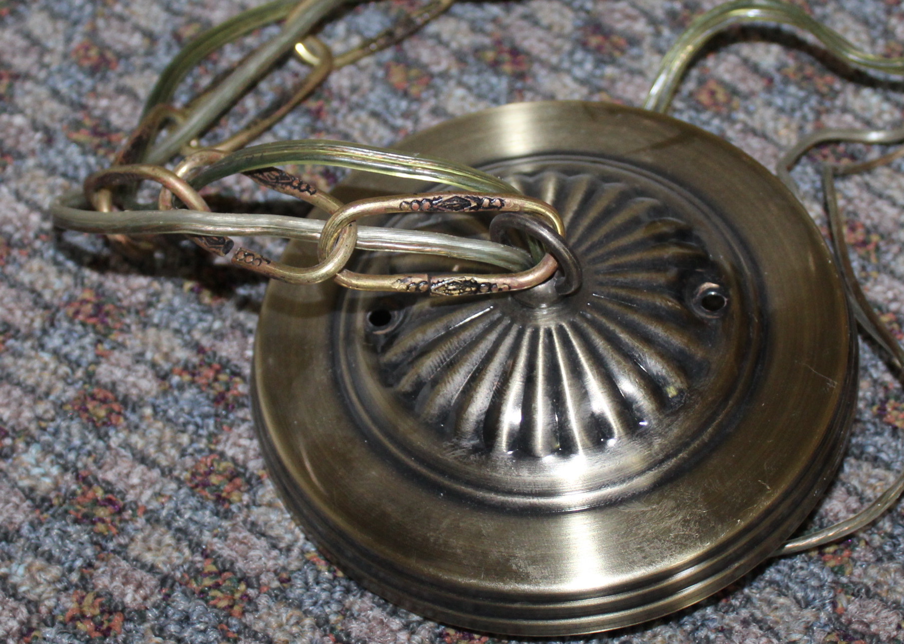 Vintage Brass and Delft China Chandelier