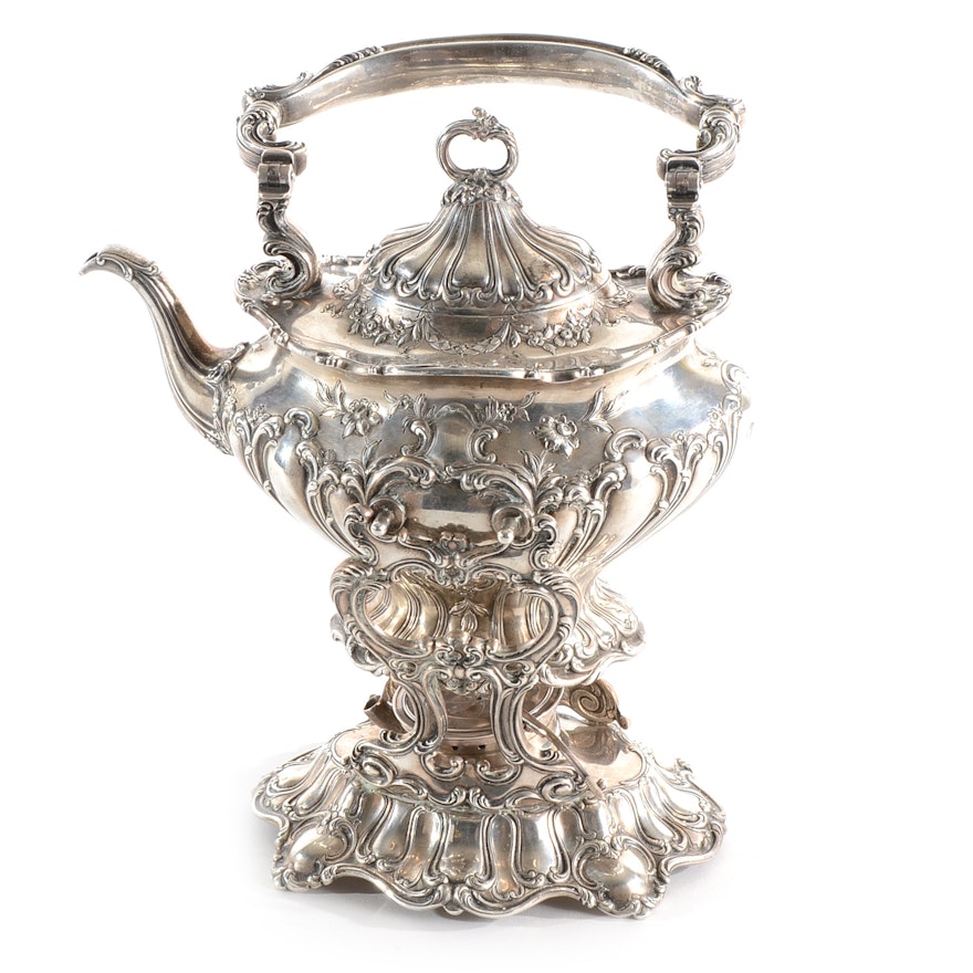 Sterling Silver Gorham "Chantilly" Teapot on a Warming Stand
