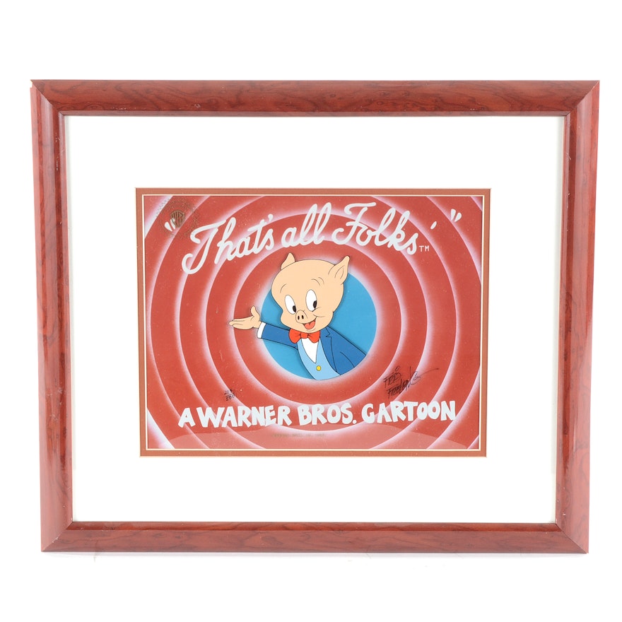 Autographed Original "Porky Pig" Warner Bros Cartoon Cel