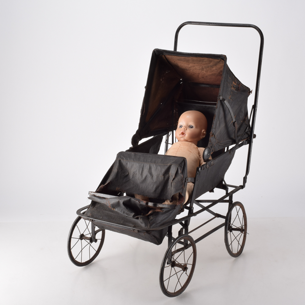Antique Doll Buggy with Vintage Doll