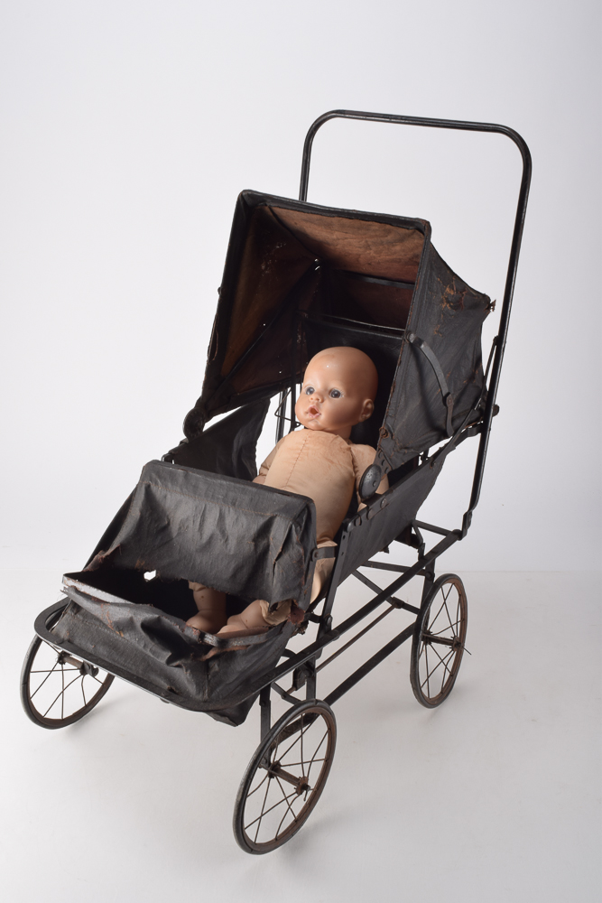 Antique Doll Buggy with Vintage Doll