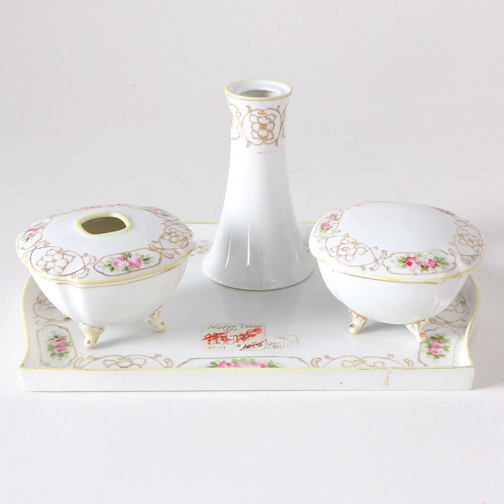 Early 20th Century Hand Painted Nippon Morimura Dresser Set