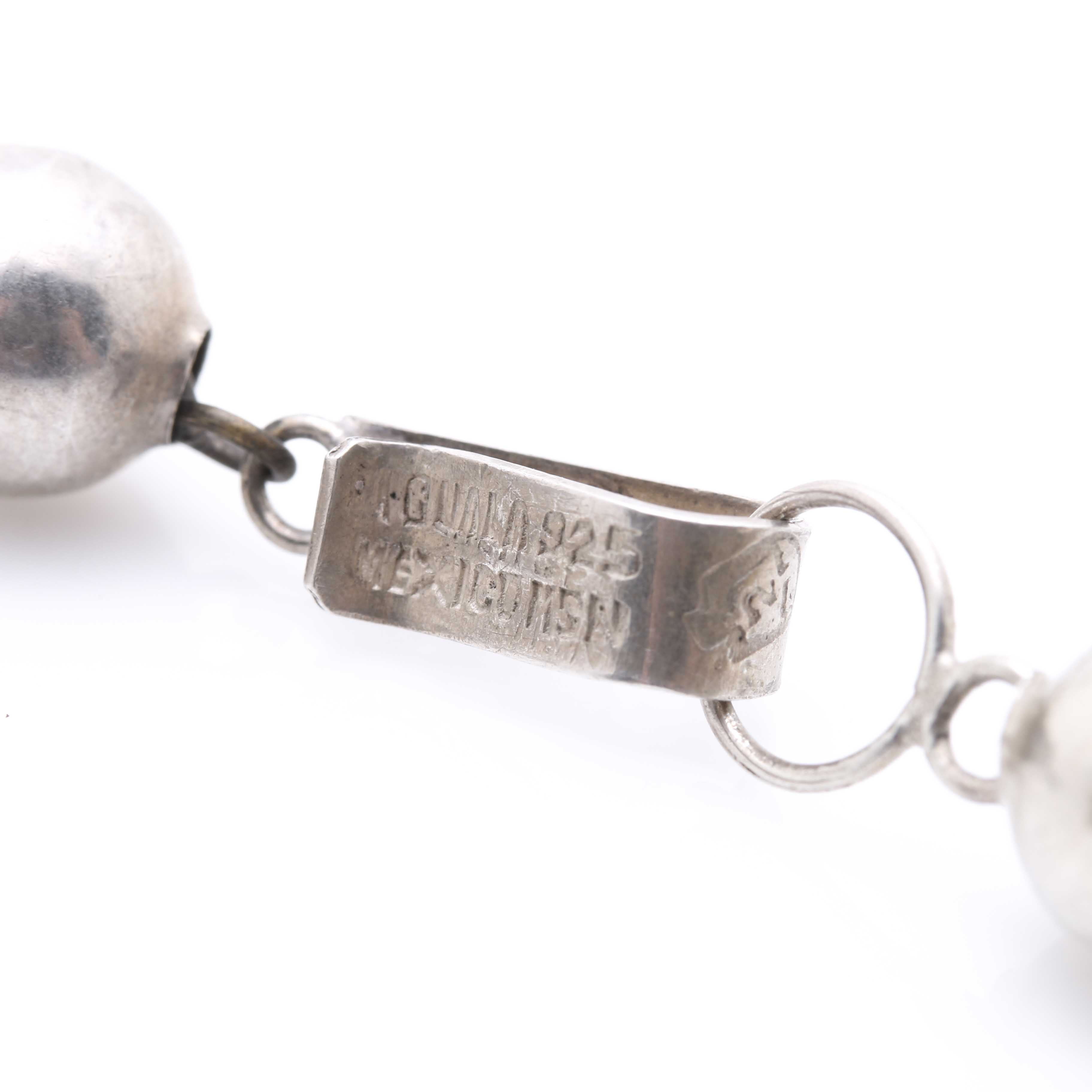 Sterling Silver Hollow Beaded Necklace