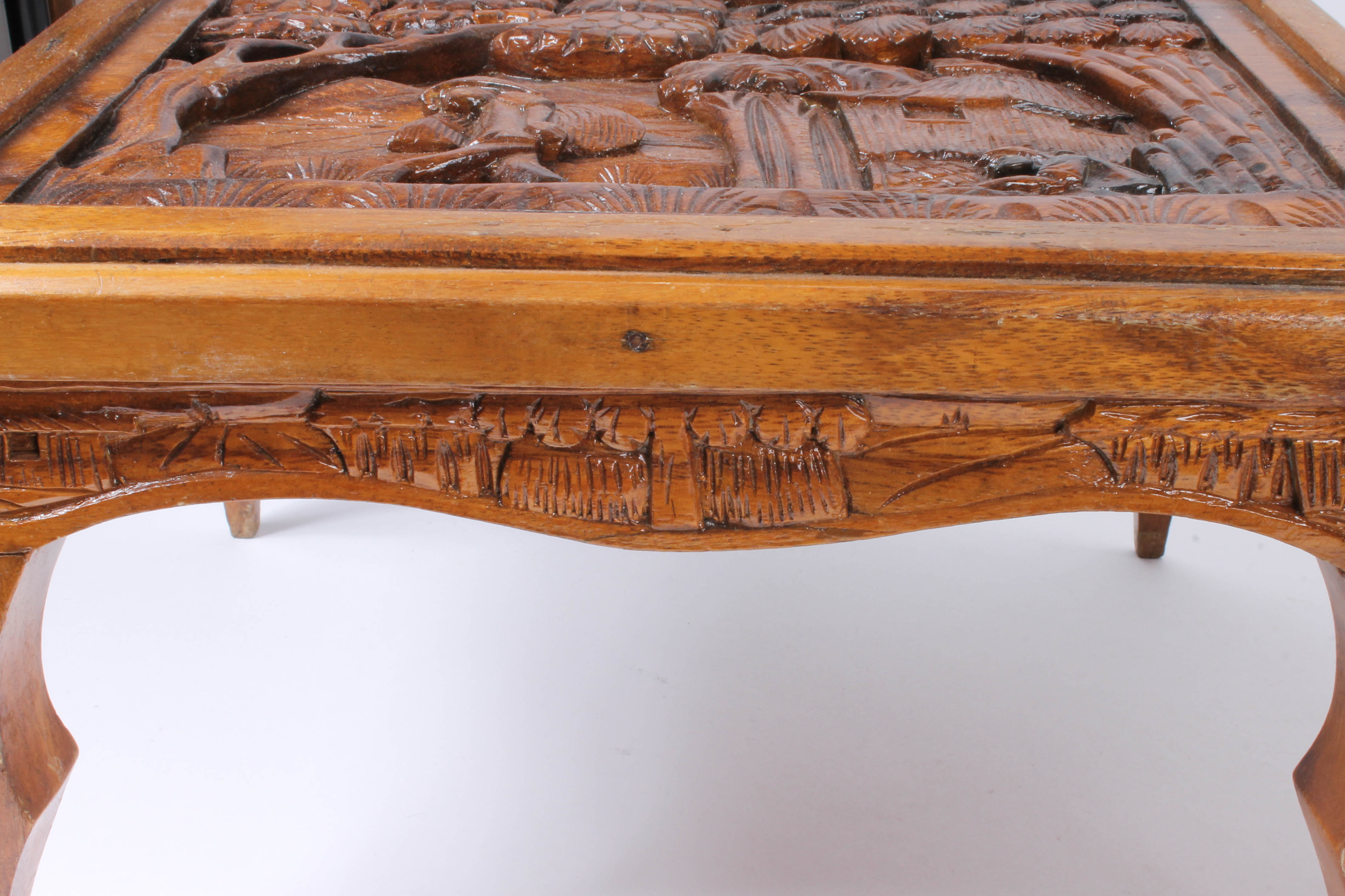 Filipino Style Carved Wooden Side Tables