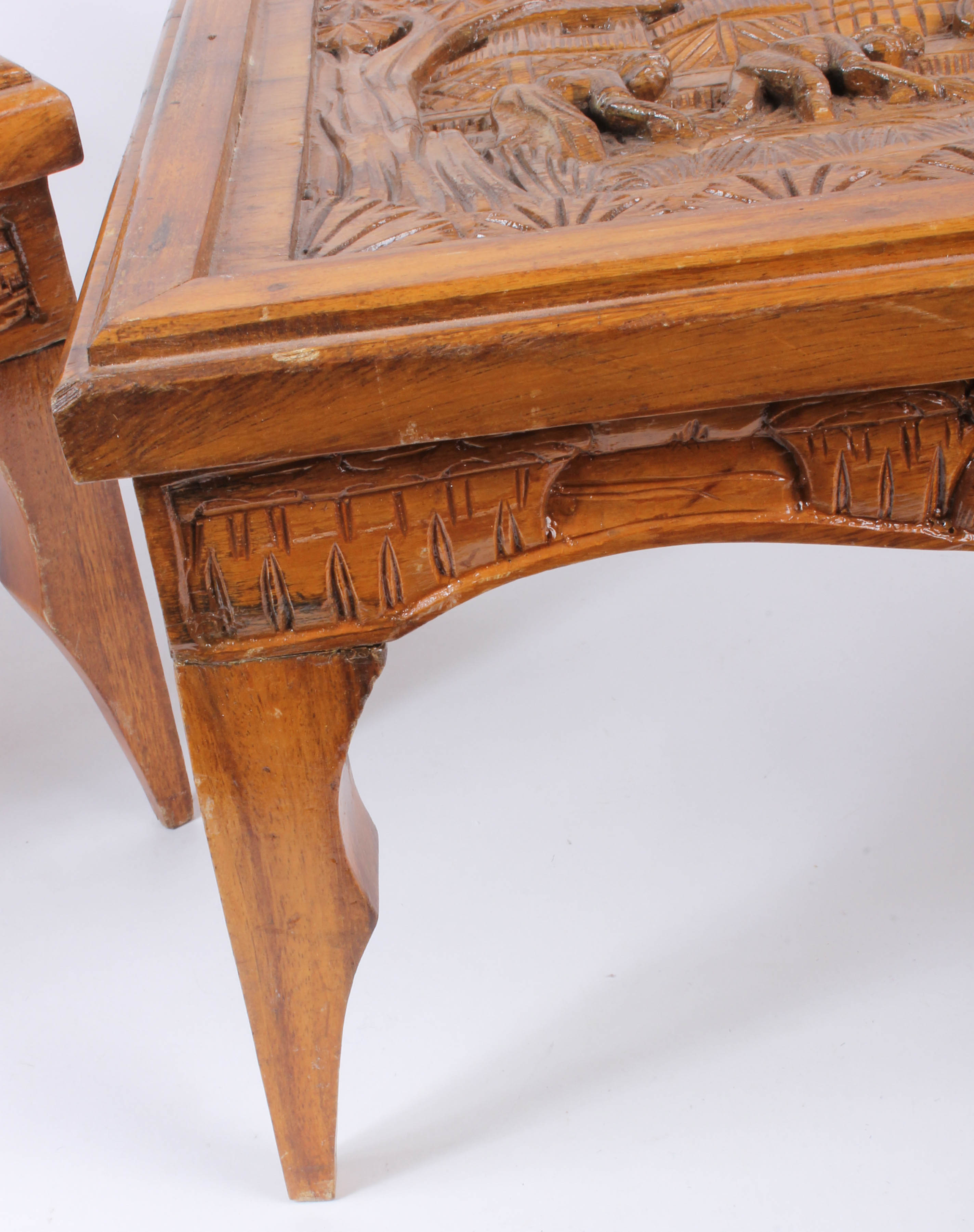 Filipino Style Carved Wooden Side Tables