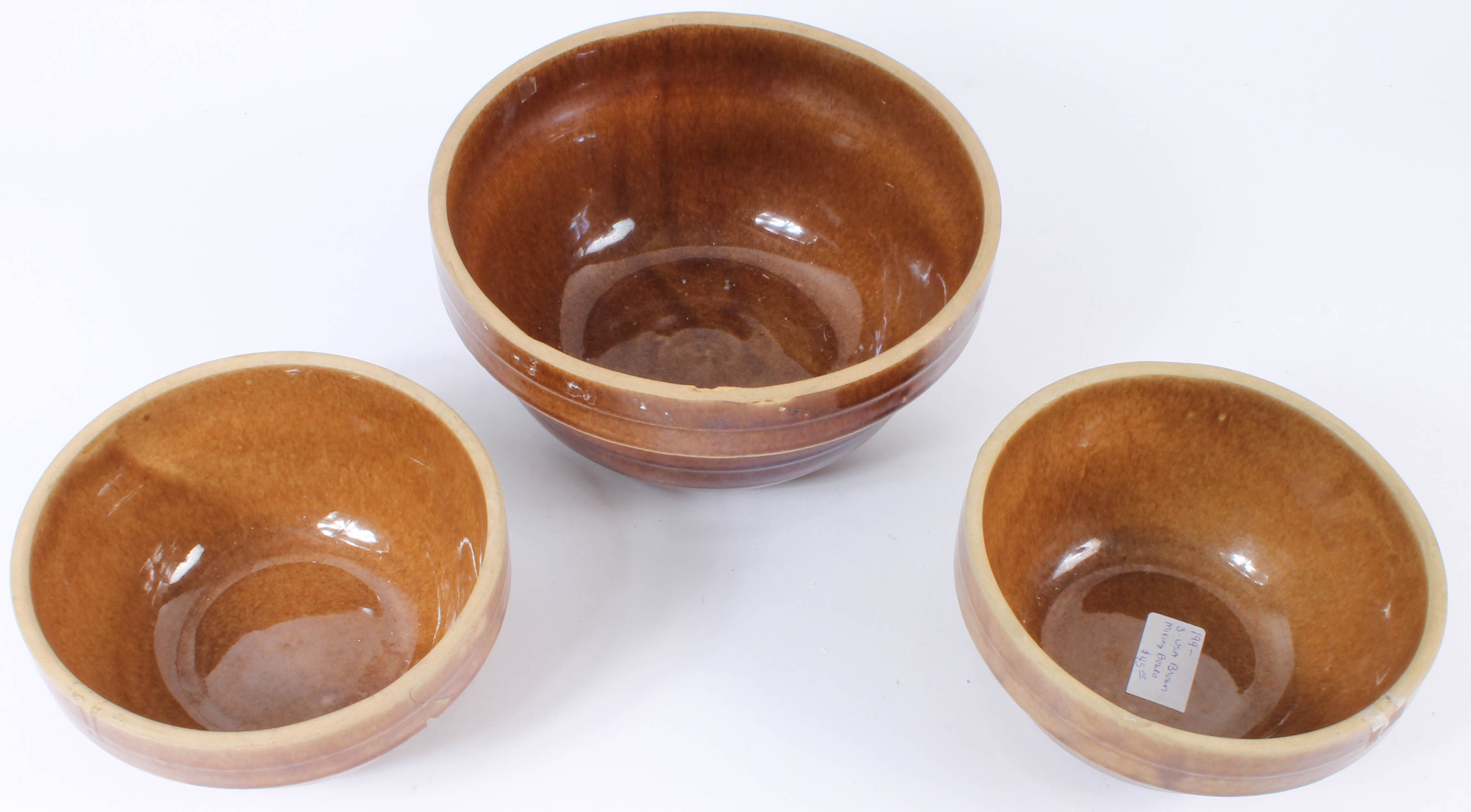 Mottled Brown Glazed Ceramic Mixing Bowls